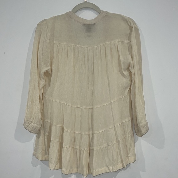 Bit & Bridle Women Ivory 3/4 Sleeve Bohemian Blouse Size M - Picture 8 of 14